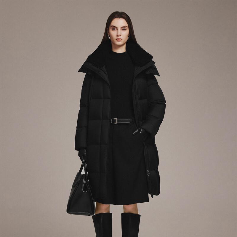 Tanboer Brownie Women's Mid-Length Warm Shoulder Down Jacket