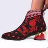 Middle heel ethnic style women's shoes embroidered rhinestone thick heel autumn and winter women's boots large size foreign trade Martin women's sh