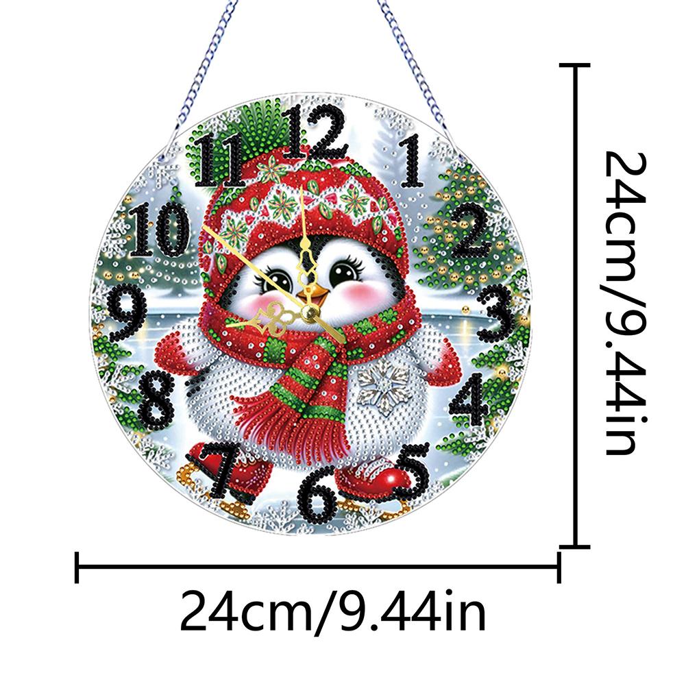 2D Flat DIY Xmas 5D Hanging Clock Art Craft Irregular Shaped Drilling Diamond Art Clock Pendant Kit for Living Room Decoration