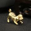 Messing Welpen Ornament Retro Hund Statue Desktop Geformte Deko Schlüsselanhänger Dekorative Figur Statuen Indoor Tischplatte