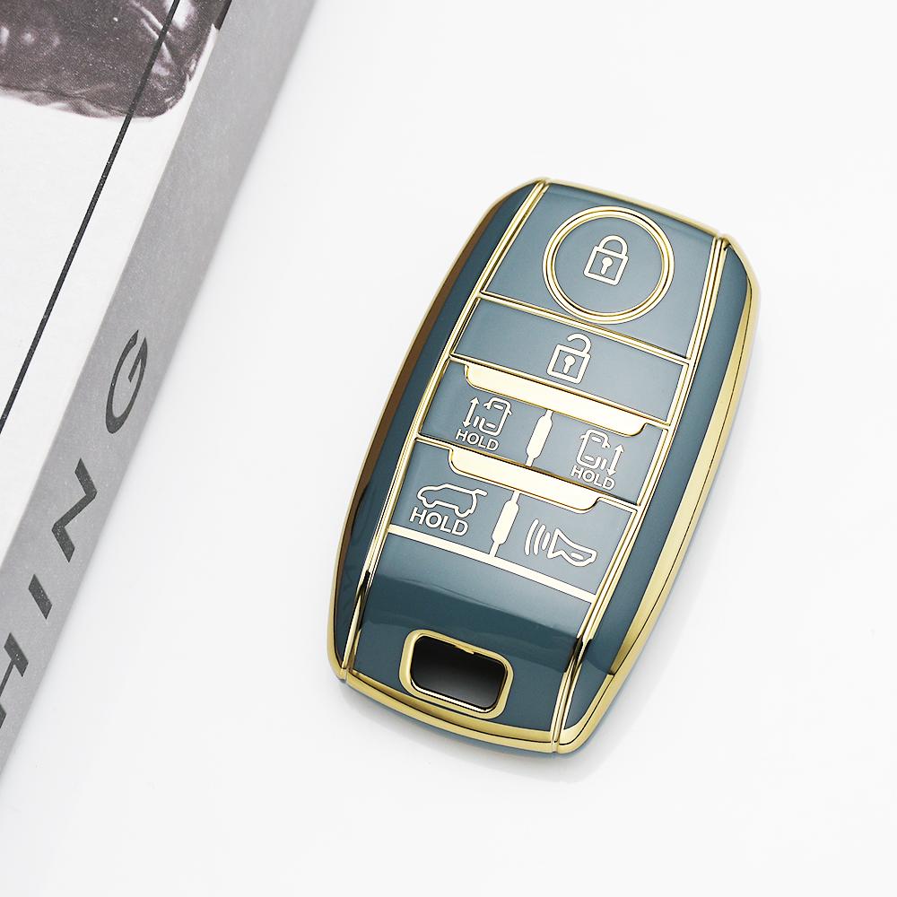 

Keyless For KIA Sedona 2020 Sorento Grand Carnival 5/6 Buttons Smart Remote TPU Car Key Case Cover Shell Fob Holder Protector 6 button key cover сірий