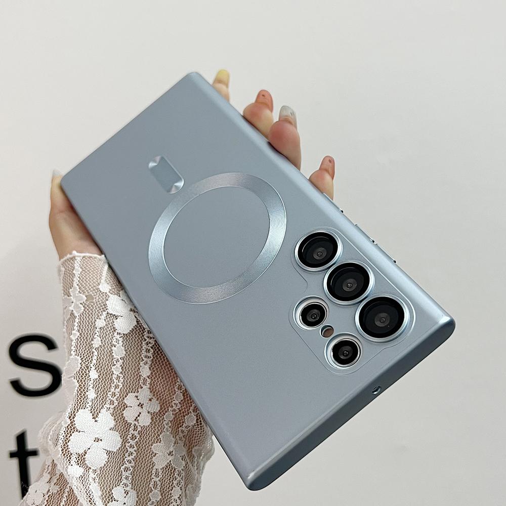 Magnetic Luxury Wireless Charge For Magsafe Case For Samsung Galaxy S25 S24 S23 S 25 Ultra Plus Shockproof Soft Silicone Cover