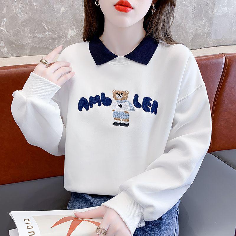 

Women s Long-Sleeve Chic Hong Kong-Style Loose Layered Sweater Top Medium білий