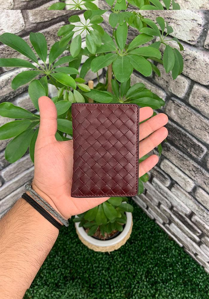 

Guard Hand Knitted Claret Red Leather Card Holder