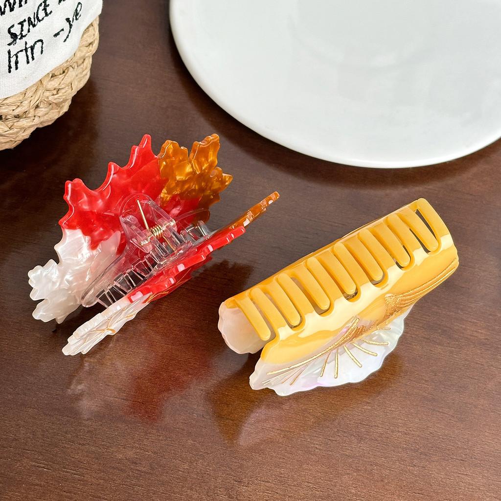 Stylish Acetate Maple Leaf Hair Clip Charming Mushroom Claw Clip Women For