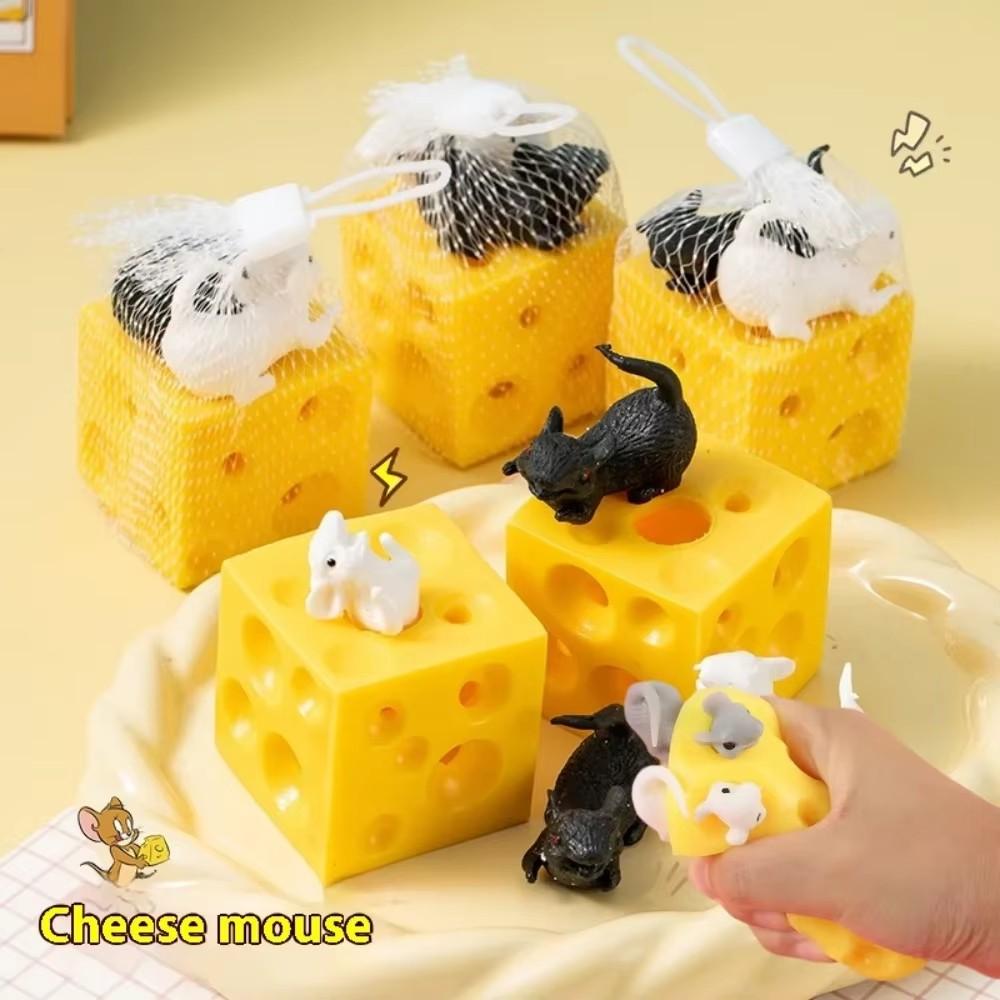1/3Pcs Mouse Drill Cheese Finger Anti Pressure Toy Elastic Stretch Fun And Relaxation Stress Relieving Suitable For Office/Study