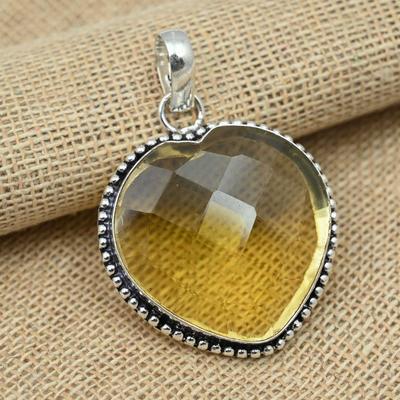 Citrine Topaz Beautiful Gemstone Handmade Jewelry 925 Solid Silver Pendant For Women
