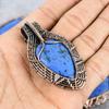 Dumortierite Gemstone Pure Copper Wire Wrap Handmade Jewelry Pendant