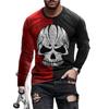 Retro Long Sleeve T-shirts For Men 3d Print Skull Long Sleeve Cotton Tops Street Hip Hop O Neck Pullover Oversized Tee Shirt Men
