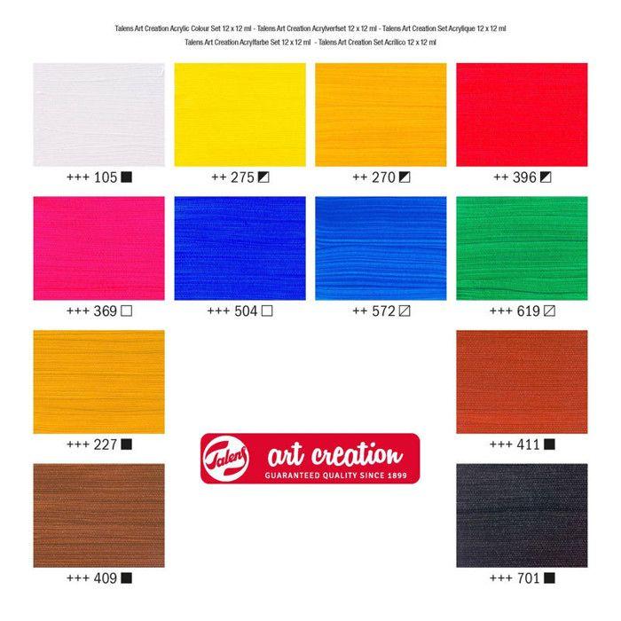 Peinture acrylique - Coffret de 12 tubes de 12 ml - Assortiment - Art Creation