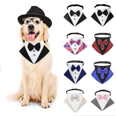 Adjustable Pet Neck Tie Neckerchief Dog Tuxedo Wedding Bandana Collar with Bow Tie Animal Costume