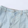 Foreign Trade European and American Single Women clothes Straight Pants Jeans 2025 Autumn New Half Elastic Waist Loose Wide Leg Pants