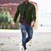Men S European American Fashion Slim Fit Work Jacket With Pockets Buttons