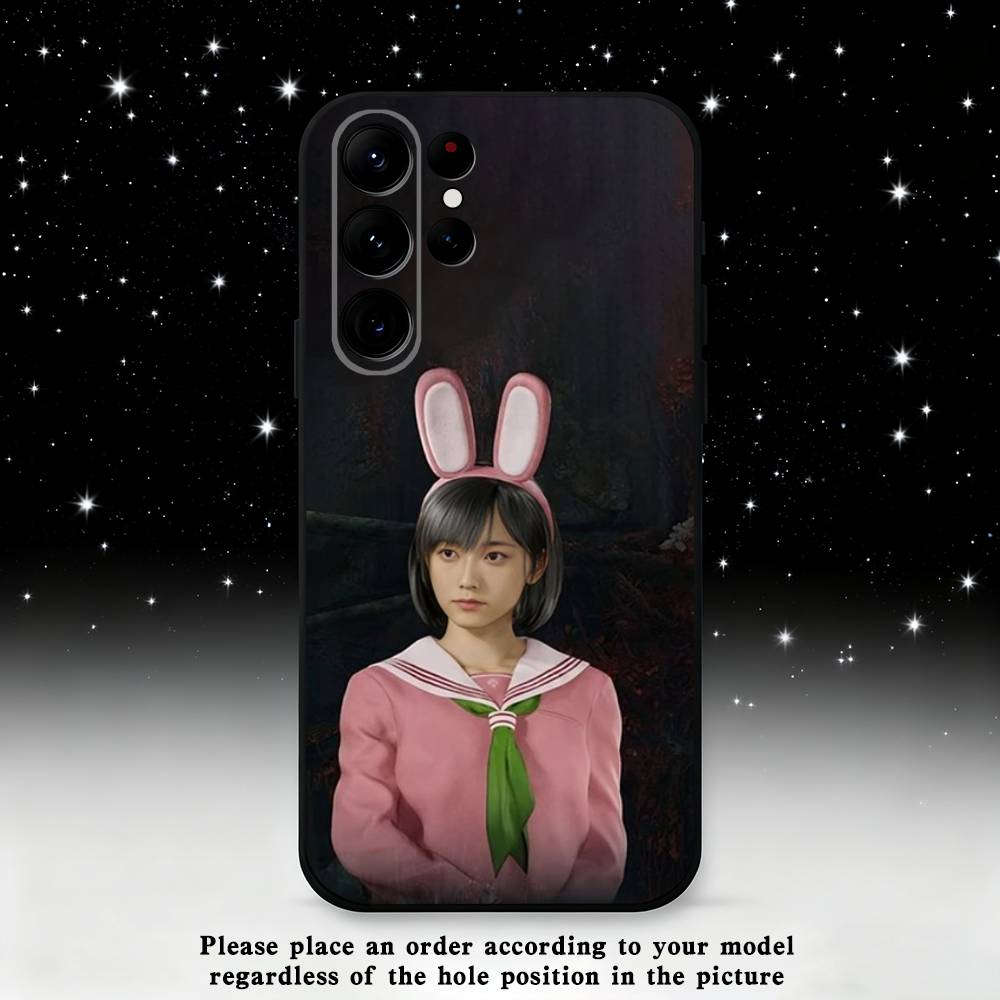 

S-Silent Hill F Horro Hinako Phone Case For Samsung S25,S24 Ultra,S20,S30 plus,S22 plus,S23,S30 Ultra 5G Silicone Black Shell Samsung S24fe