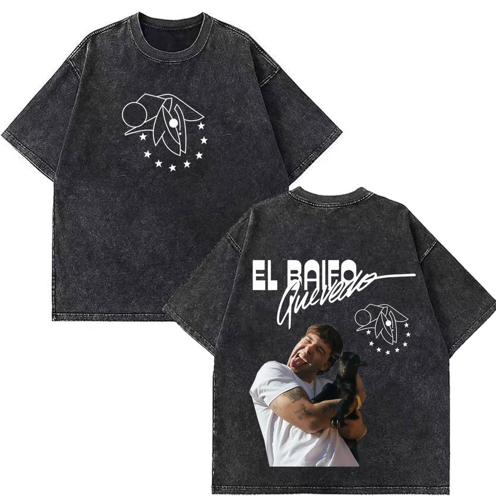 Quevedo El Baifo Album 2026 Tour Graphics Vintage Washed T Shirt Men Women Fashion Tshirt Shortsleeved Loose Cotton Tshirts