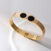 Versatile Stainless Steel & 18K Gold Roman Numeral Women's Bangle
