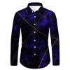 Men's Long Sleeved Shirt, Lapel Shirt, Men's 3D Printed Color Splash Casual Long Sleeved Fashionable Printed Shirt