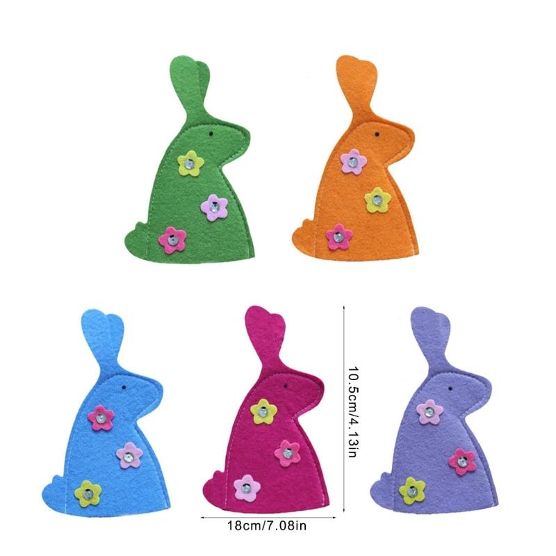 10Pieces Easter Bunnies Eggs Holder 18x10.50cm Fabric Eggs Covers Eggs Sleeve For Home Decoration Party Table Setting