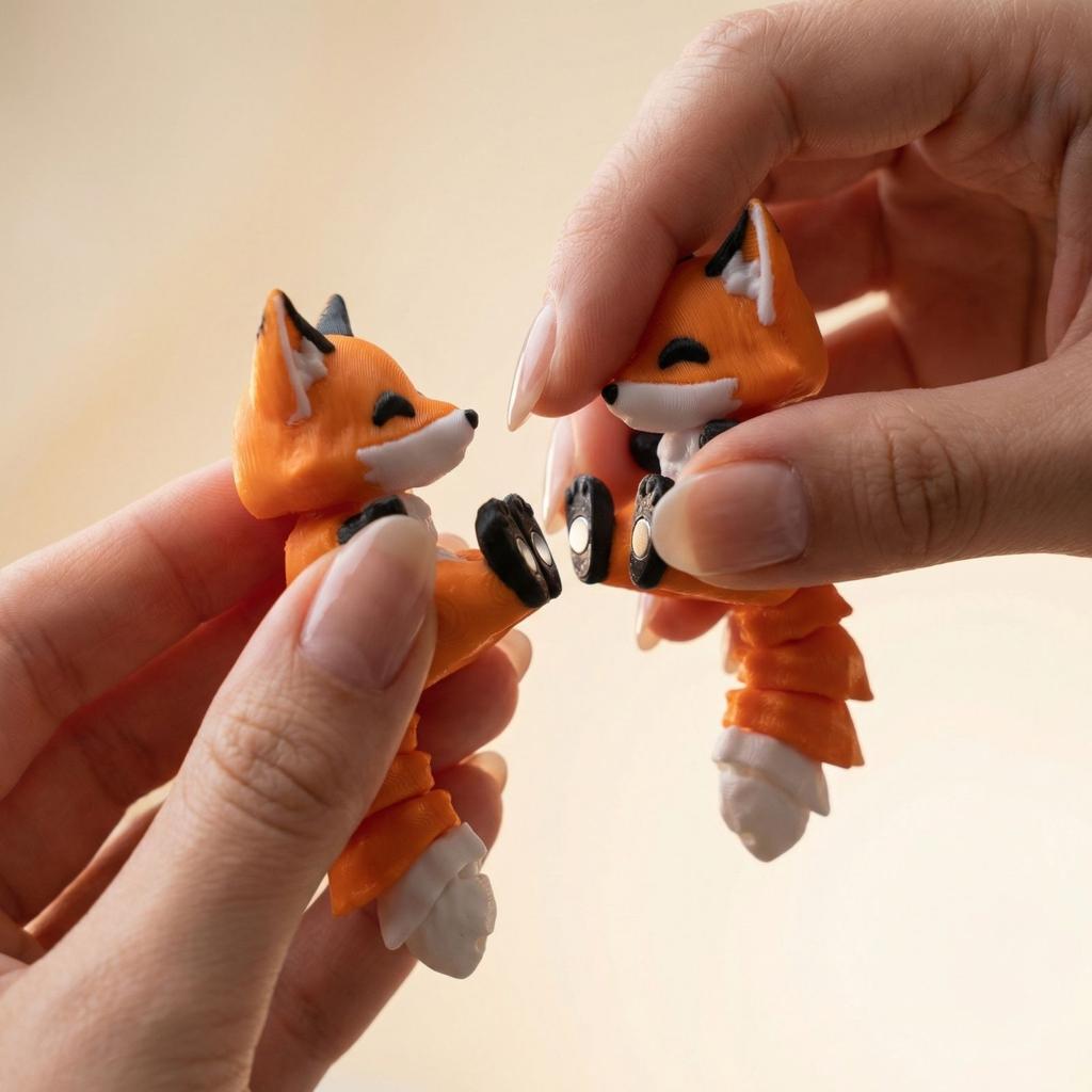 Magnetic Animal Keychain Pendant Fox Model Accessory Magnetic Hands Animal Figurine Key Holder Charm for Bags and Keys
