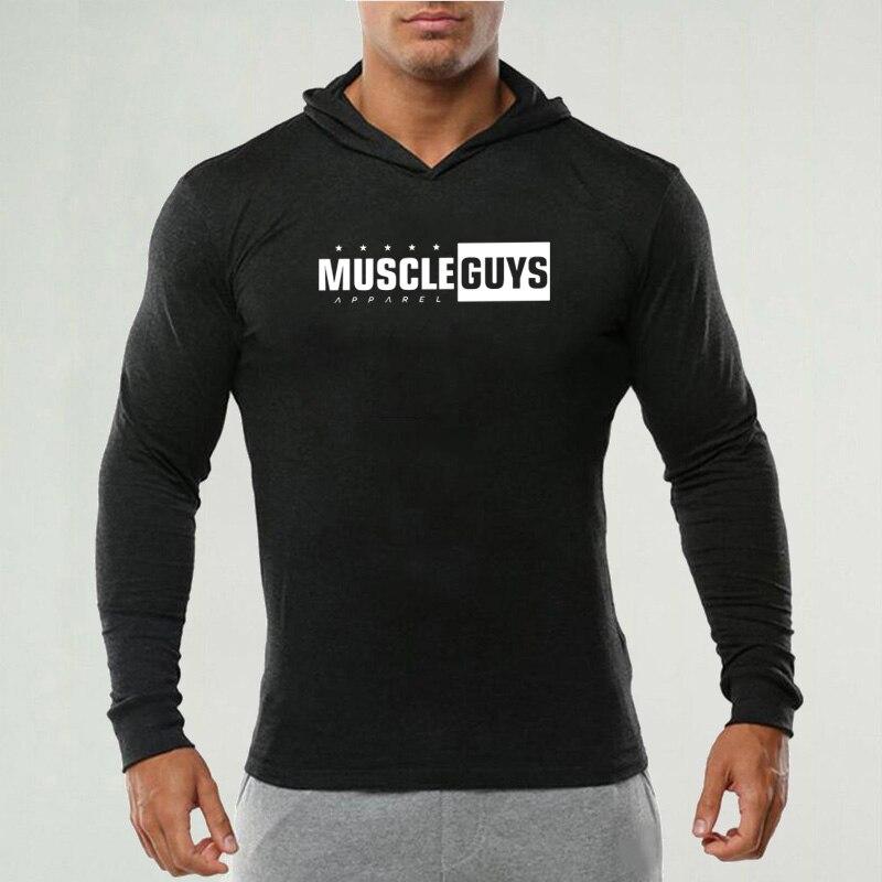 Muscleguys   Slim Fit Comfortable  Hoodie Men’s Daily Casual Clothes Bodybuilder Long Sleeves for Running