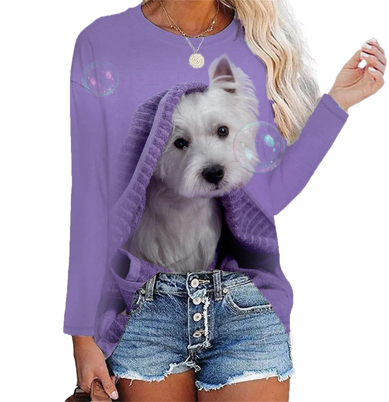 Женская футболка Kawaii Dog с 3D принтом — фото 5