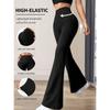 Kvinner Micro Flared Shark Bukser Leggings Slanke Yoga Bukser Kvinner Høy midje Brede beinbukser Gym Sport Utsvingede bukser Dansebukser