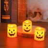 LED Electronic Candle Lights Halloween Pumpkin Face Flickering Flameless Candles Decorative Battery Operated Party Lighting Set