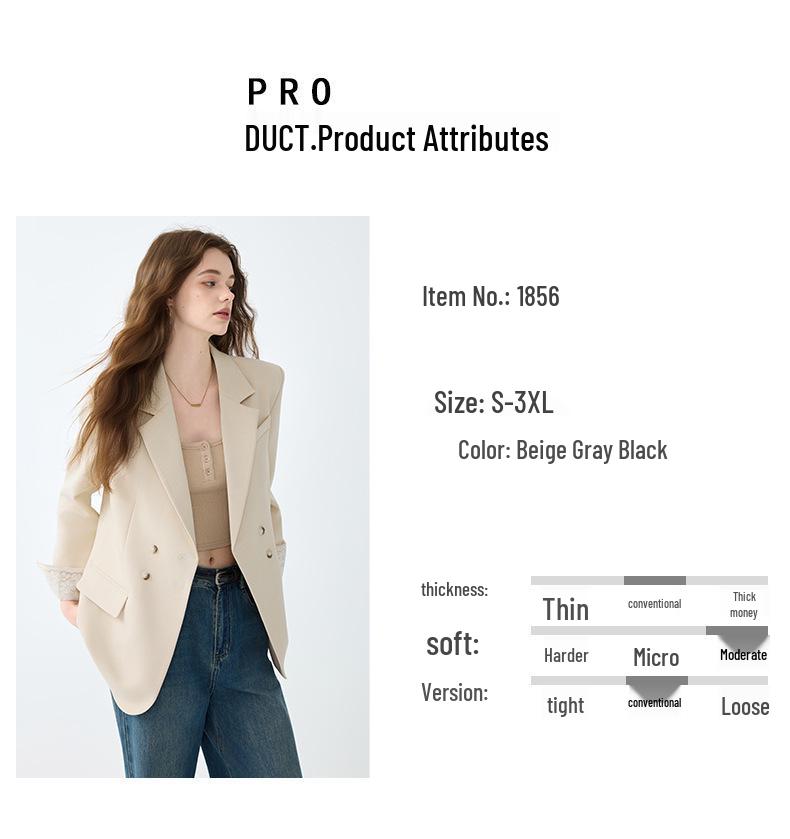 2025 Women's Korean Style High-End Long Sleeve Suit Jacket