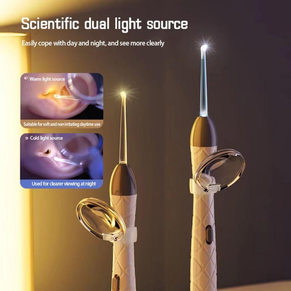 8X Magnifying Glass Luminous Ear Spoon 2 Soft Spoon USB Ear Cleaner LED Light Earpick Adults