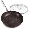 HLAFRG 10/12Inch Frying Pan with Lid Nonstick Pan Marble Skillet with Stone-Derived Coating With Heat-Resistant Handle Oven Safe