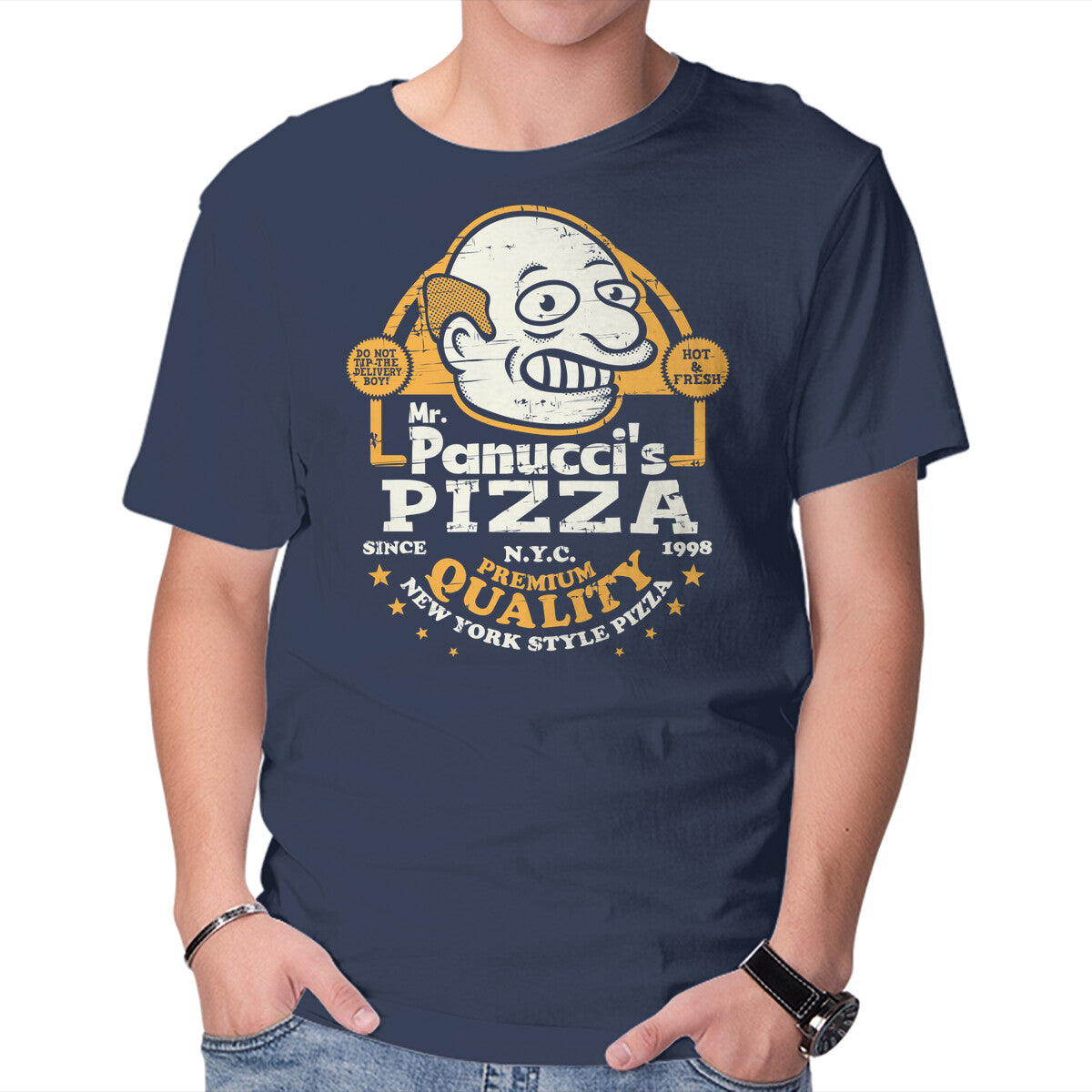 Unisex Crew Neck T-Shirt Mr. Panucci s Pizza Graphic Short Sleeve Casual Tee XXXL
