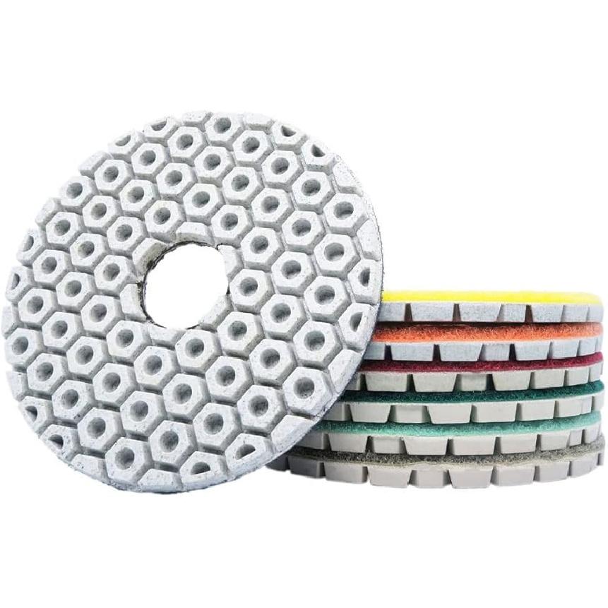 4 Inch Hexagonal Honeycomb Diamond Polishing Pads Wet/Dry for Granite Marble Concrete
