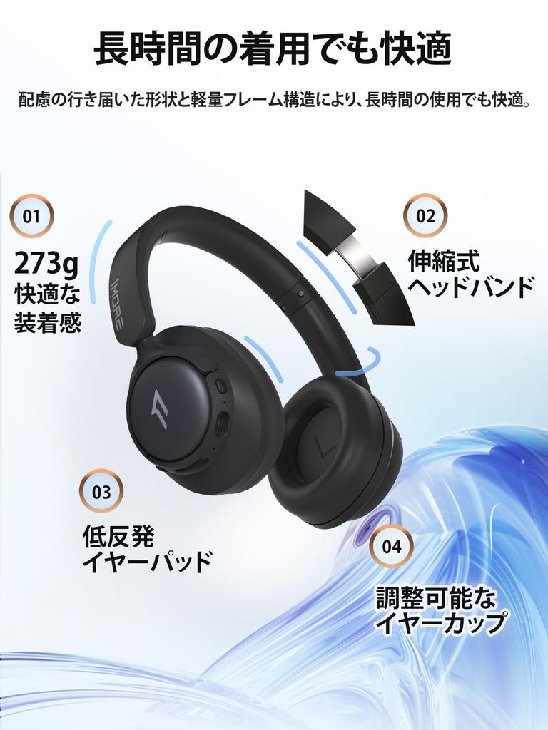 1MORE SonoFlow SE HQ31 Wireless Audio LDAC 40mm Up to 90 Hours Music Noise Ambient Sound Gaming Dedicated App Compatible Headphones Hi-Res