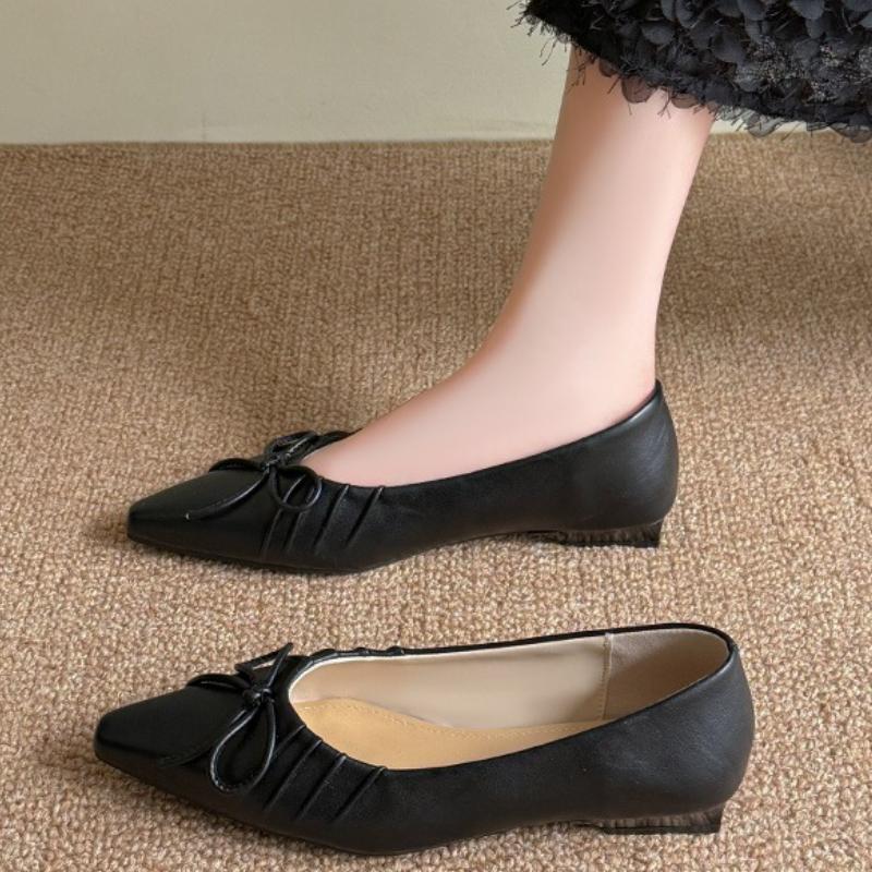 Fashion New 2025 Fashion Pointed Toe Women Flats with Shoes Soft Butterfly-Knot Female Slip On Footwear Shallow Ladies Flats Shoes