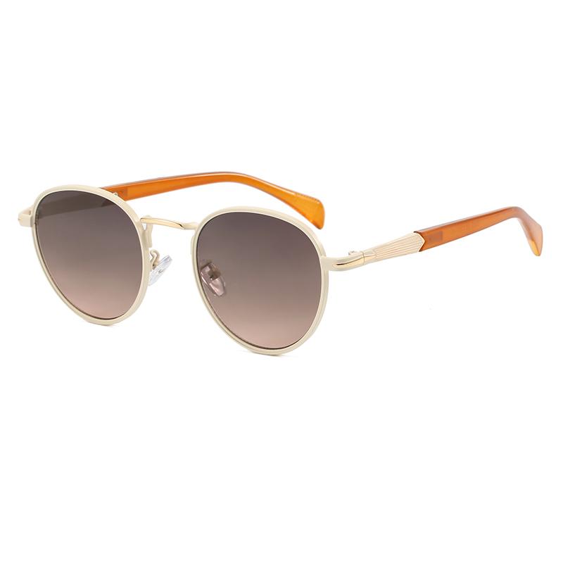 Occhiali da Sole Rotondi con Montatura in Metallo Donna Uomo Lenti di Lusso Occhiali Moda Vintage Occhiali da Sole UV 400
