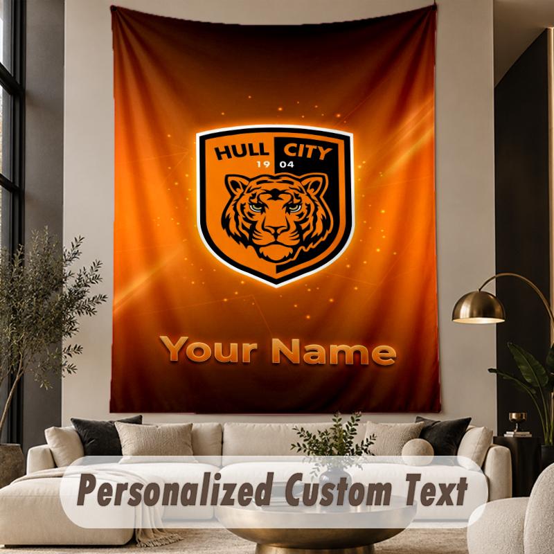 Custom Text Tapestry Hull City Print Wall Tapestry Indoor Living Room Wall Decor