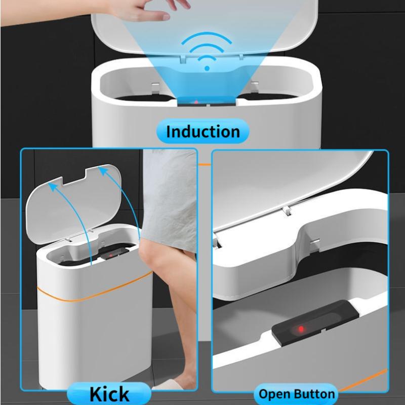 Automatic Intelligent Smart Trash Can Sensor Kitchen Trash Bin With Lid Household Bedroom Bathroom Narrow Gap Waste Garbage Bin