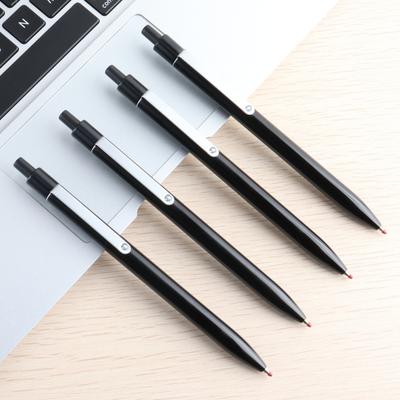 Stainless Steel Metal Retractable Gel Pens 0.5mm Fine Point Black Ink Ballpoint Signature Pen with Replaceable Blue Refills