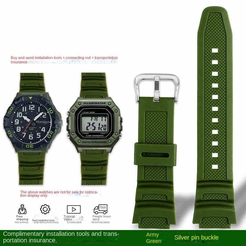 Colorful Silicone Watch Strap for Casio W-218H MRW-210H Ae-1200 /1100 / F-108 /sgw300 /400 /w-800h Replacement Male Rubber Strap