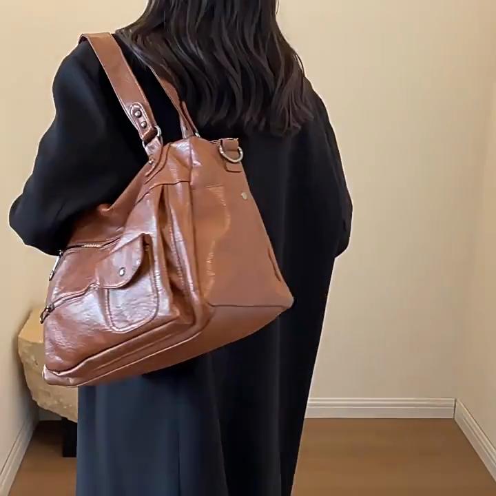 Vintage kabelka tote z PU kůže v evropském stylu Dámská velkokapacitní ležérní kabelka přes rameno crossbody Módní KTY