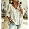 Plus-Size Women's V-Neck Batwing Sleeve T-Shirt Bohemian Ethnic Print Loose Top Summer Comfortable Breathable Daily Commute Casual Slimming Style