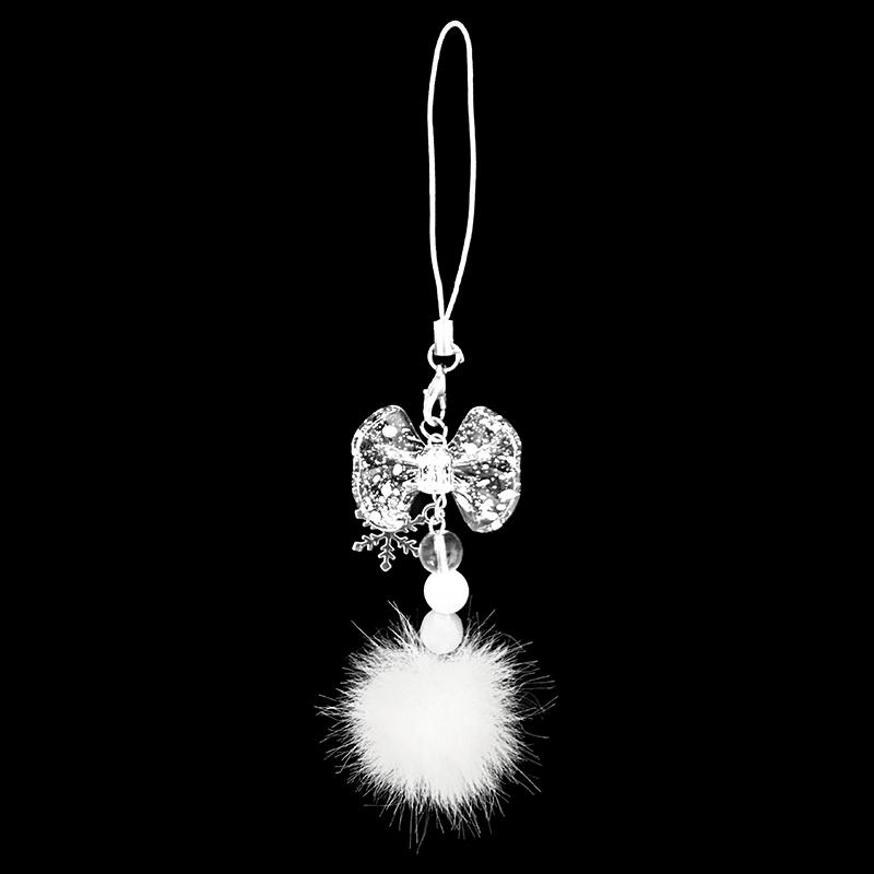 1Pc Snowflake Keychain Bow Phone Chain Hair Ball Mao Qiu Keychain Pendant Snowflake Bead String Key Buckle Chain