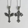 Gothic Cross and Skull Moth Necklace - European & American Design