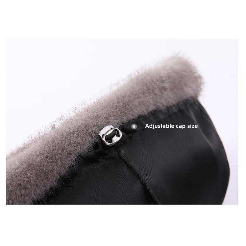 Big Head Circumference Black Beret Female Winter New Trendy Face Small Mink Hair Hat Octagonal Hat Cloud Hat Milliner