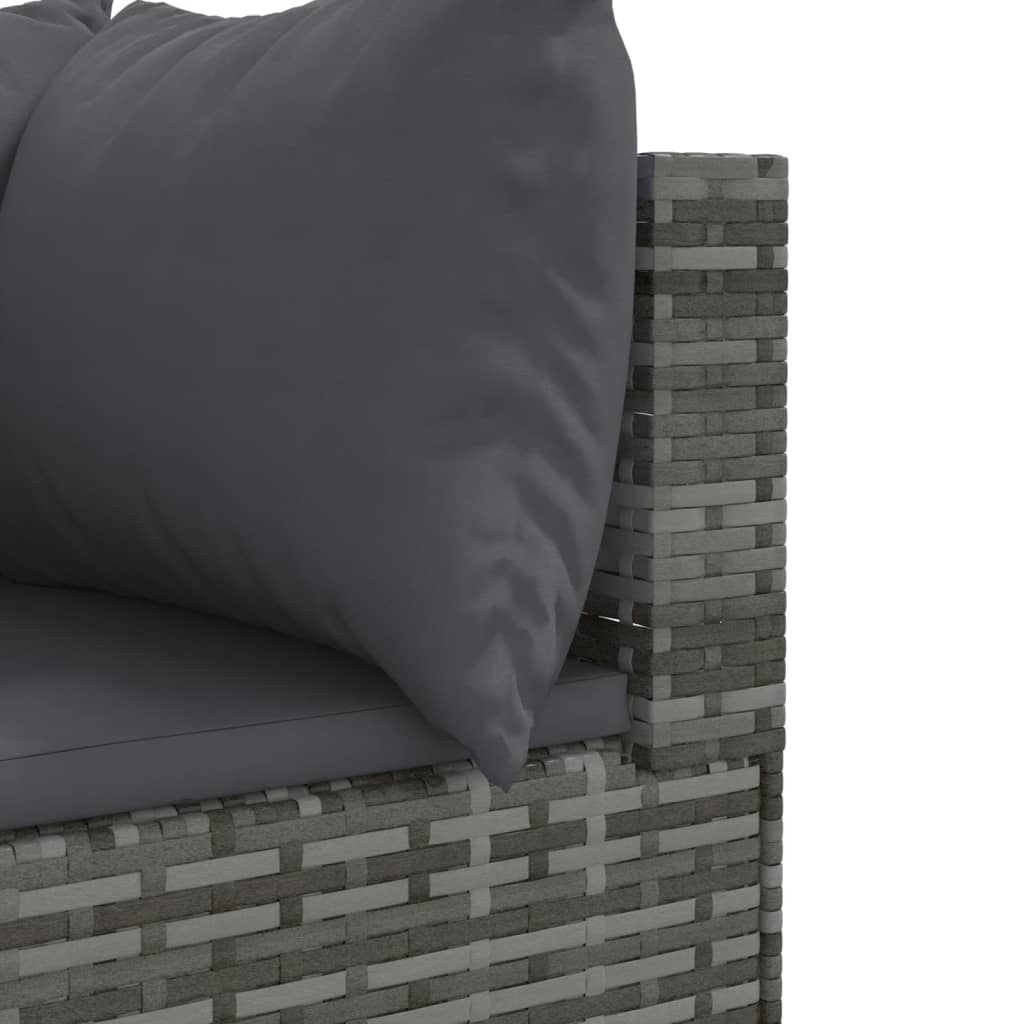 10 Piece Garden Lounge Set with Cushions Grey Poly Rattan