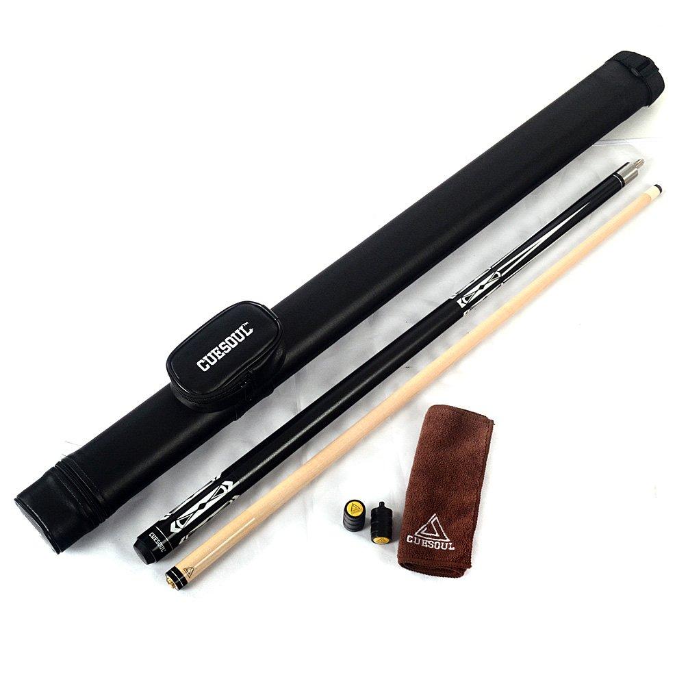 CUESOUL 58-inch 19oz 1/2 Jointed Maple Pool Cue Stick + Case CSBK002