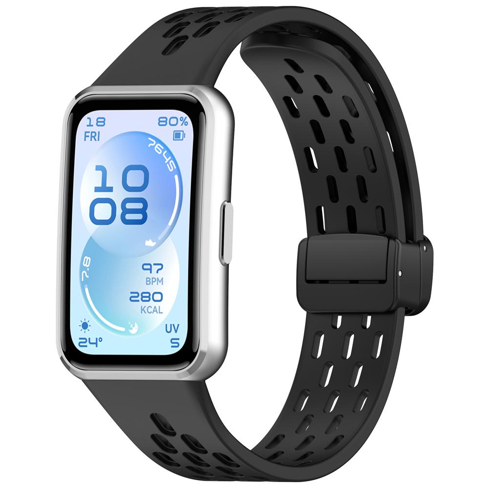 

Magnetic Strap For HuaweiBand 11/11 NFC/11 Pro/11 Pro NFC Accessories Sport Silicone Breathable bracelet pulseira correa For Huawei Band 11/11Pro/NFC чорний