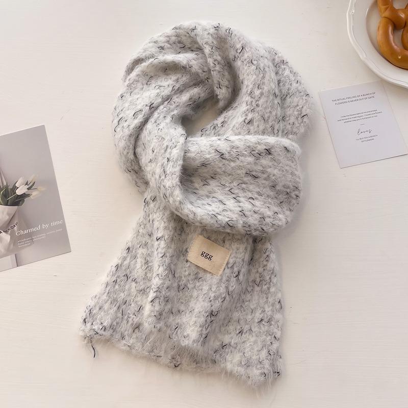 Wool Wool Scarf Women's Winter New High-end Sense Thickened Warm Knitted Scarf Couples Versatile