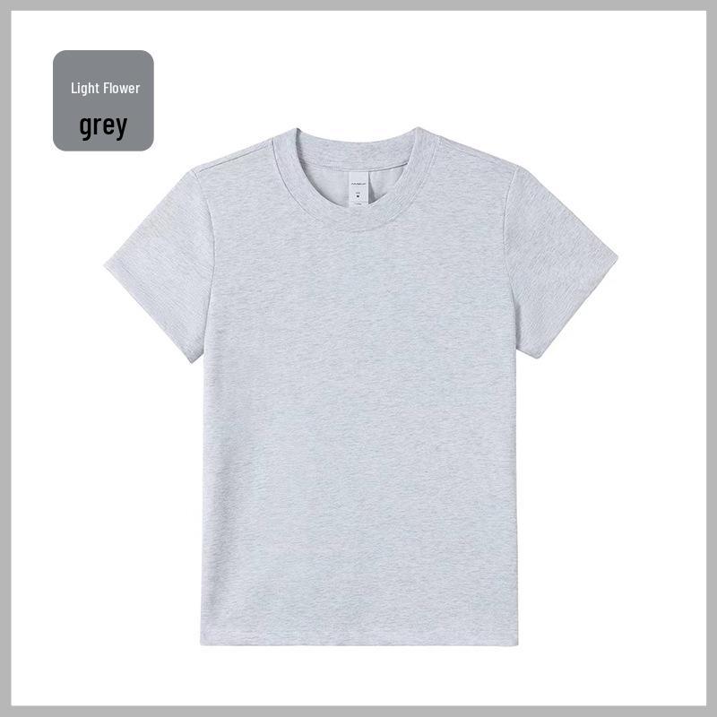HeiQ-Sorona Women s Antibacterial Cropped Fitness Pullover: Washable Short Sleeve Summer T-Shirt Medium светло-серый
