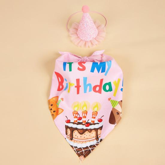 1 Set Pet Hat Neckerchief Letter Printing Eye-catching Pet Dogs Hat Bib Birthday Costume Pet Supplies